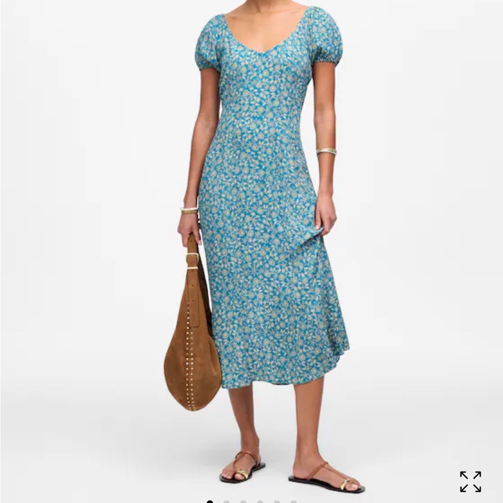 MADEWELL Cap-Sleeve Midi Dress in Eloise Ditsy Floral Size 10 NWT